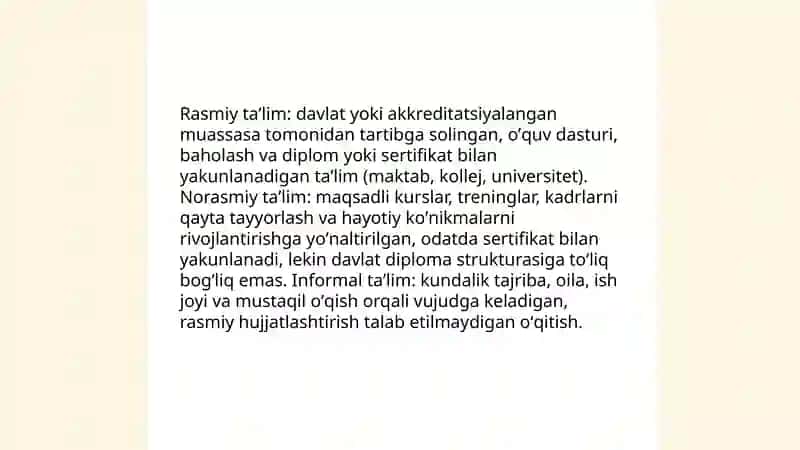 Taʼlimni tashkil etish turlari va shakllari 3