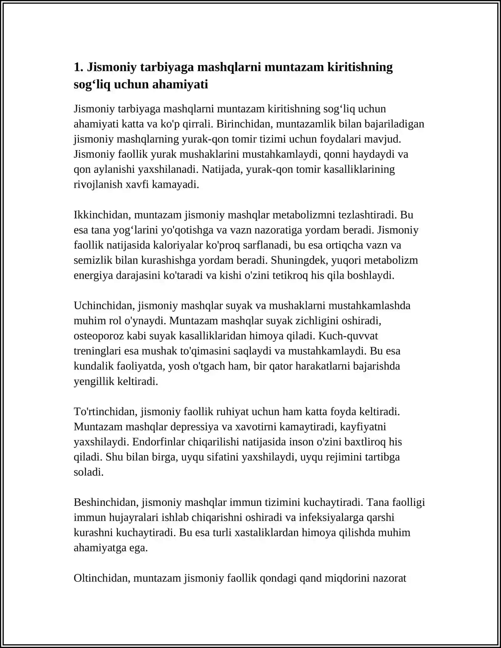 JISMONIY TARBIYA BILAN SHUGʻULLANISHDA MASHQLARNING AHAMIYATI MAVZUSIDA REFERAT 3