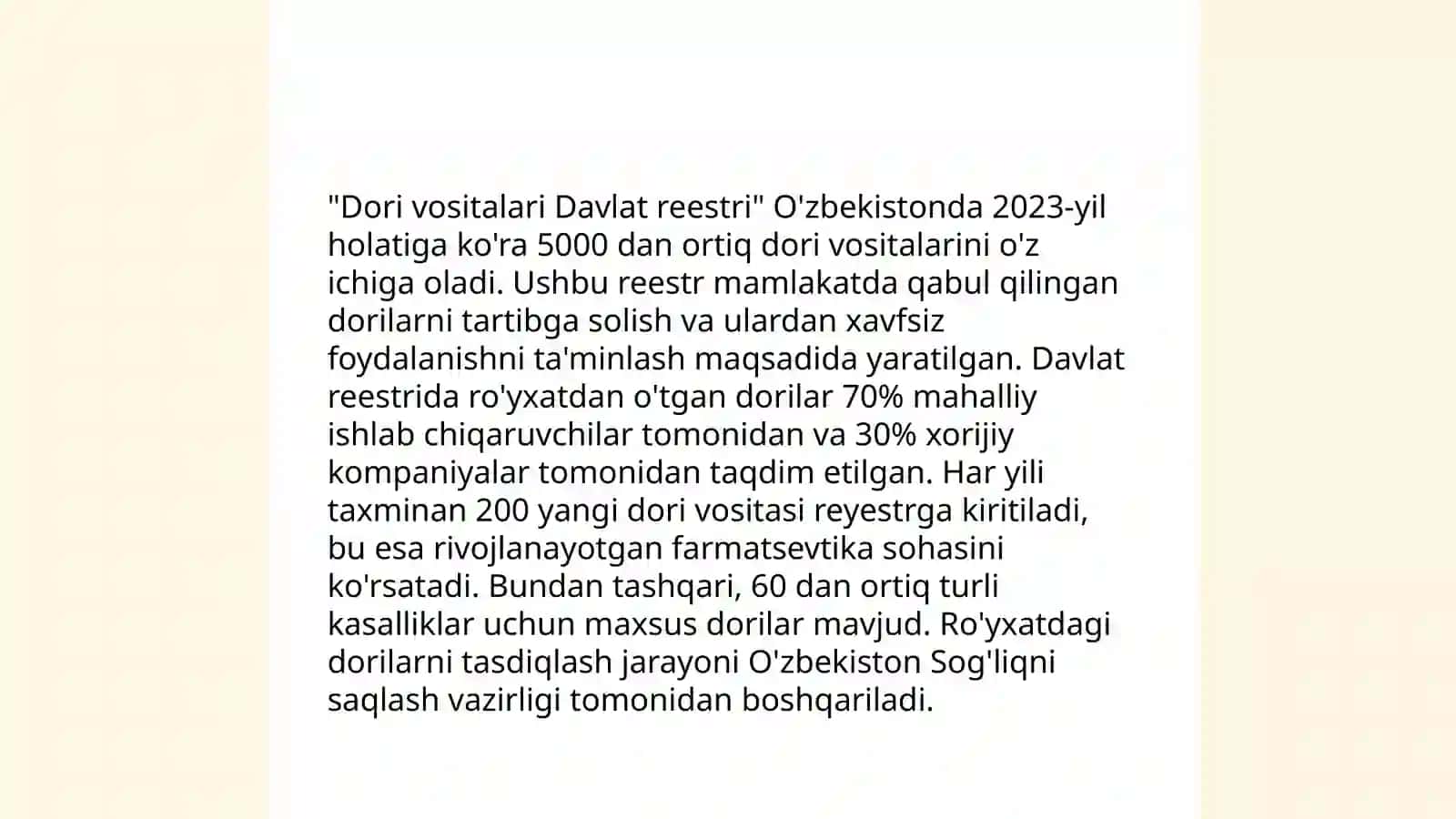 Dori vositalaring Davlat reestri. Nikotinizm va uning asoratlari. Nikotinizmning o'smirlar va ayollar organizmiga ta'siri 3