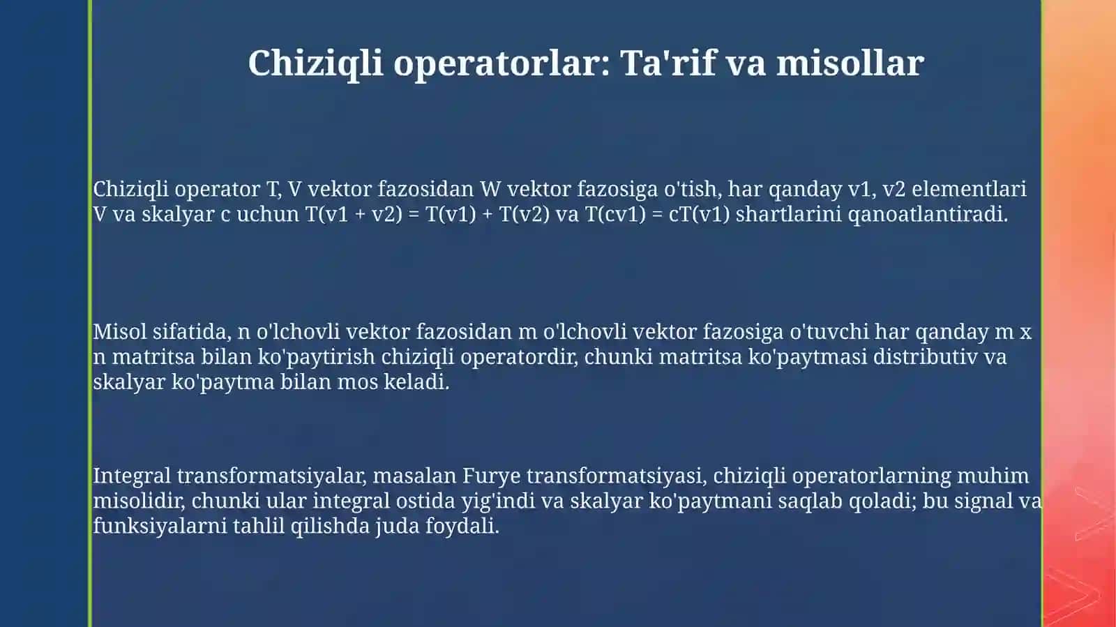 Chiziqli operatorlar 3