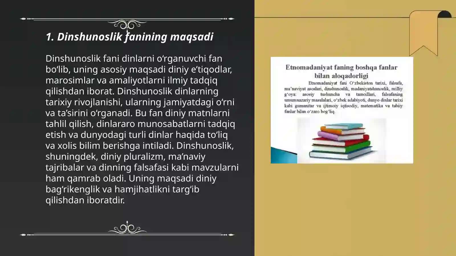 Dinshunoslik fanining predmenti maqsadi va vazifalari 3