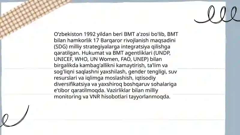 O‘zbekistonning xalqaro tashkilotlar bilan hamkorlik aloqalari 3