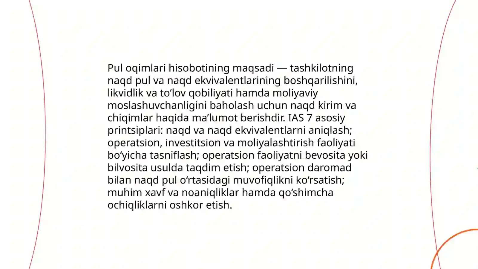 Pul oqimlari to'g'risida hisobotni tuzish (MHXS(IAS(IFRS) 3