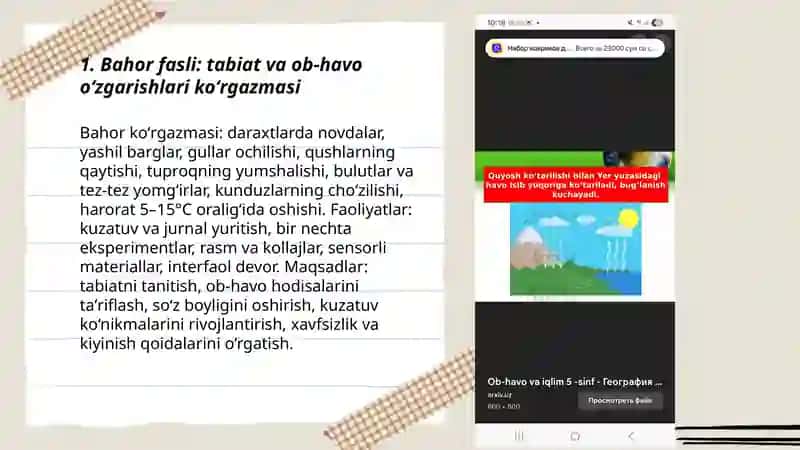 Maktabgacha ta’lim muassasalarida ob-havo va fasllar koʻrgazmalar 3
