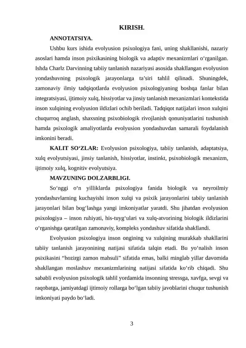 EVOLYUSION PSIXOLOGIYAGA KIRISH 3