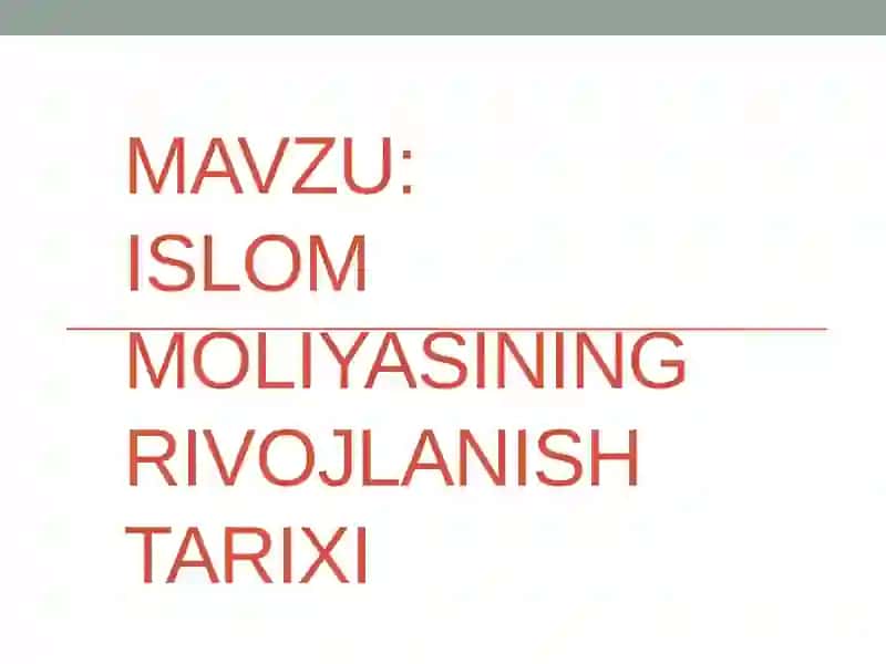 ISLOM MOLIYASINING RIVOJLANISH TARIXI 3