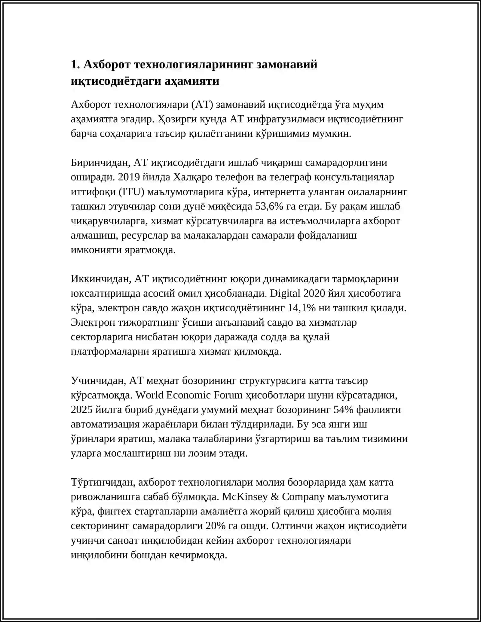 РАКАМЛИ ИКТИСОДИЕТНИ РИВОЖЛАНТИРИШДА АХБОРОТ КОММУНИКАТСИЯ ТЕХНОЛОГИЯЛАРИНИ УРНИ 3