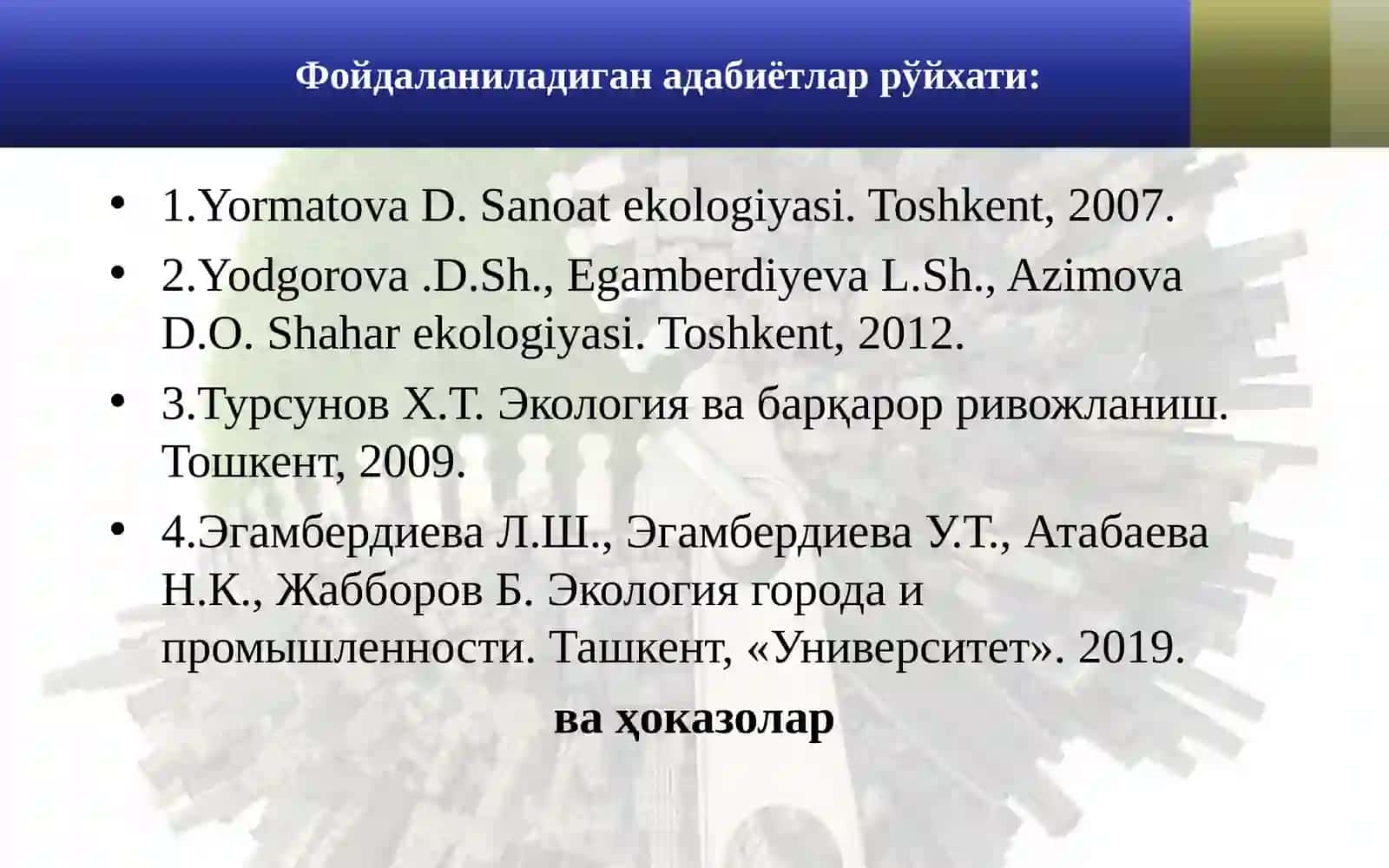 Urbanizatsiya va shahar muhiti 3