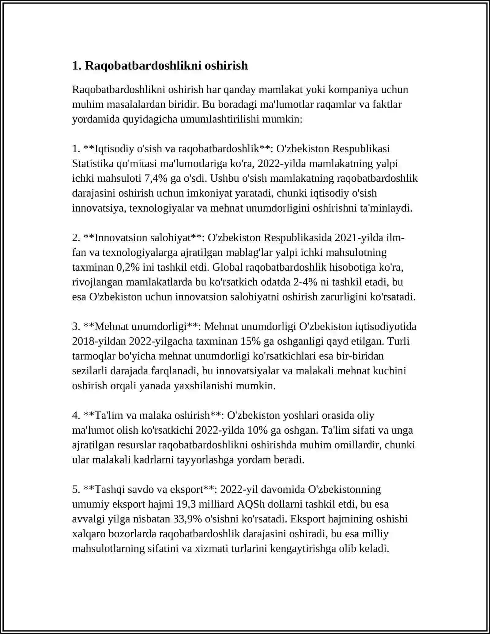 O‘ZBEKISTONNING IQTISODIY SALOHIYATIDAN SAMARALI FOYDALANISH VA IQTISODIY ÓSISH OMILLARI 3