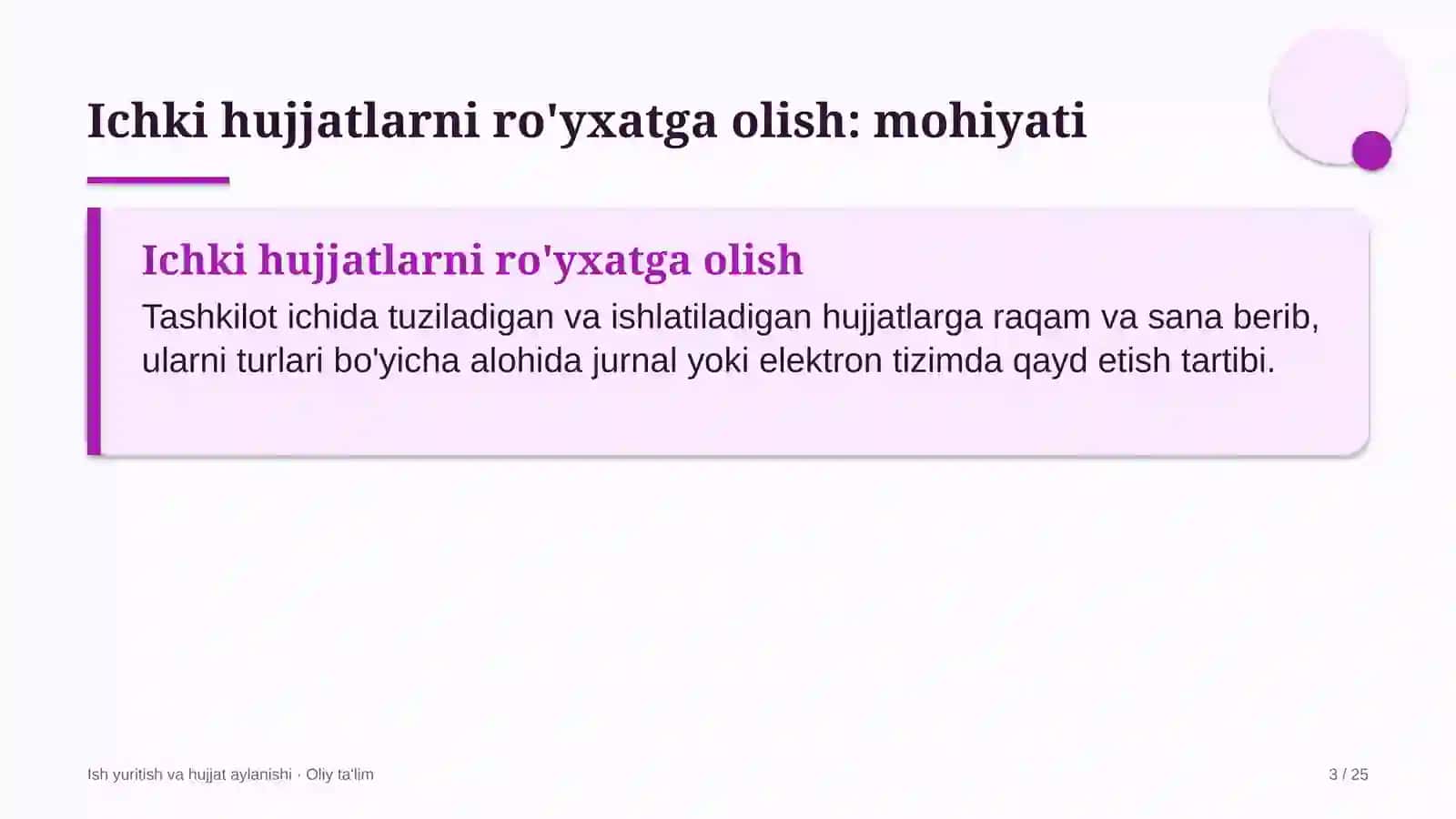geoaxborot tizimlarida ichki hujjatlarni ro'yxatga olish 8005 3