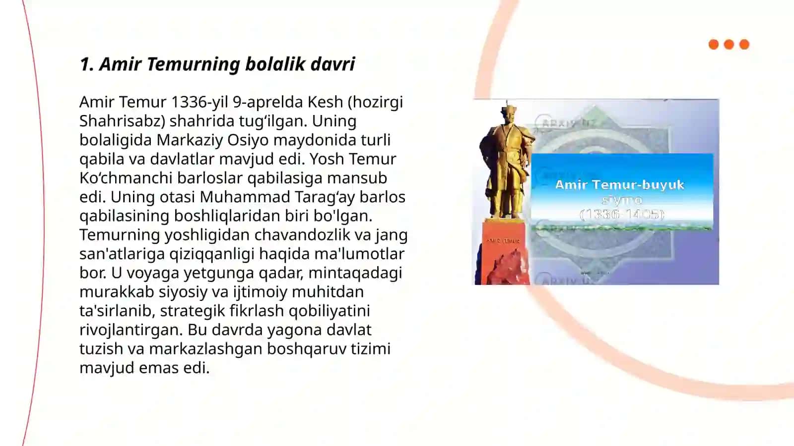 Amir Temurning bolalik davri 3