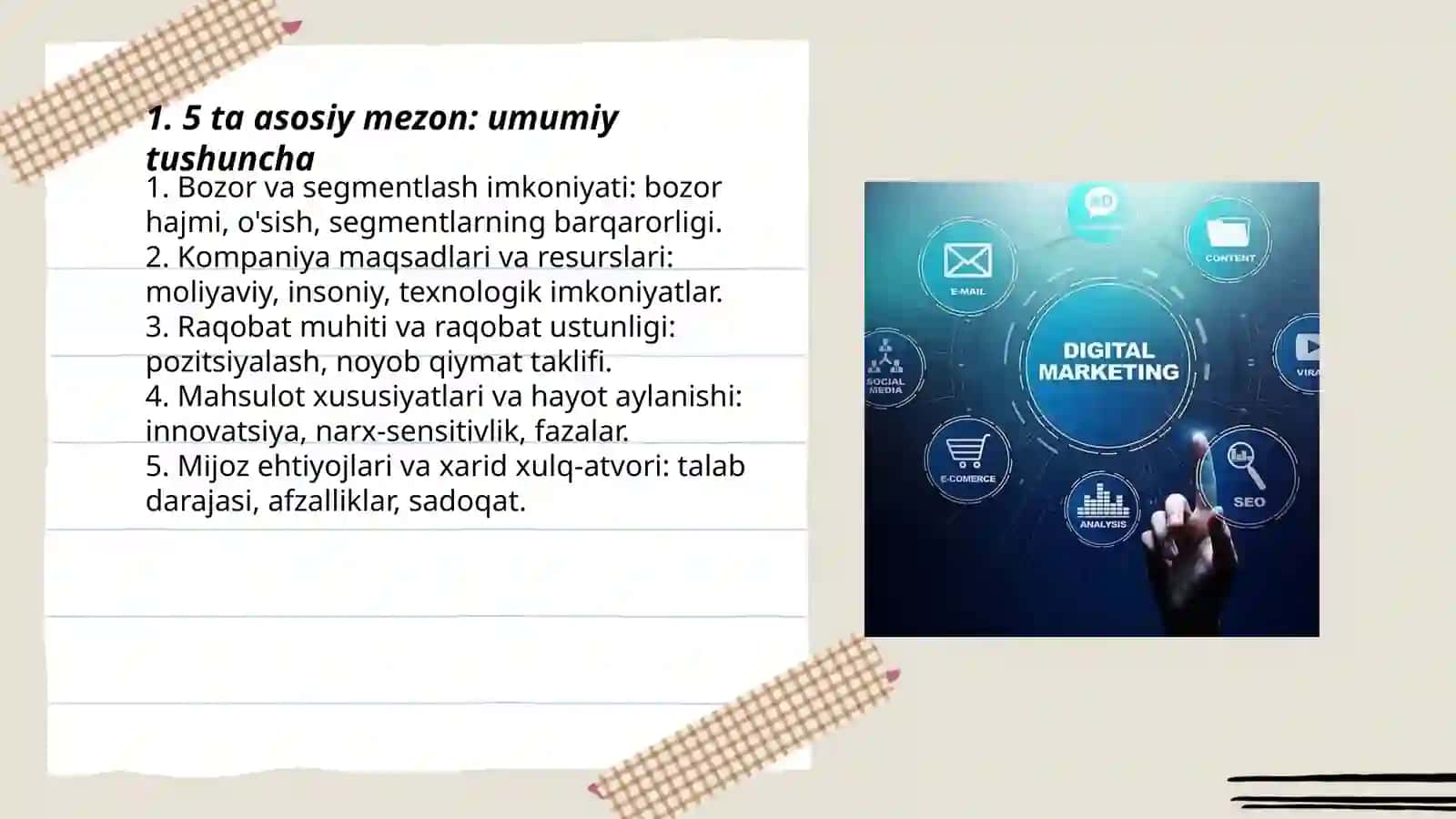 MARKETING STRATEGIYASINI TANLASHDA 5 TA ASOSIY MEZONI 3