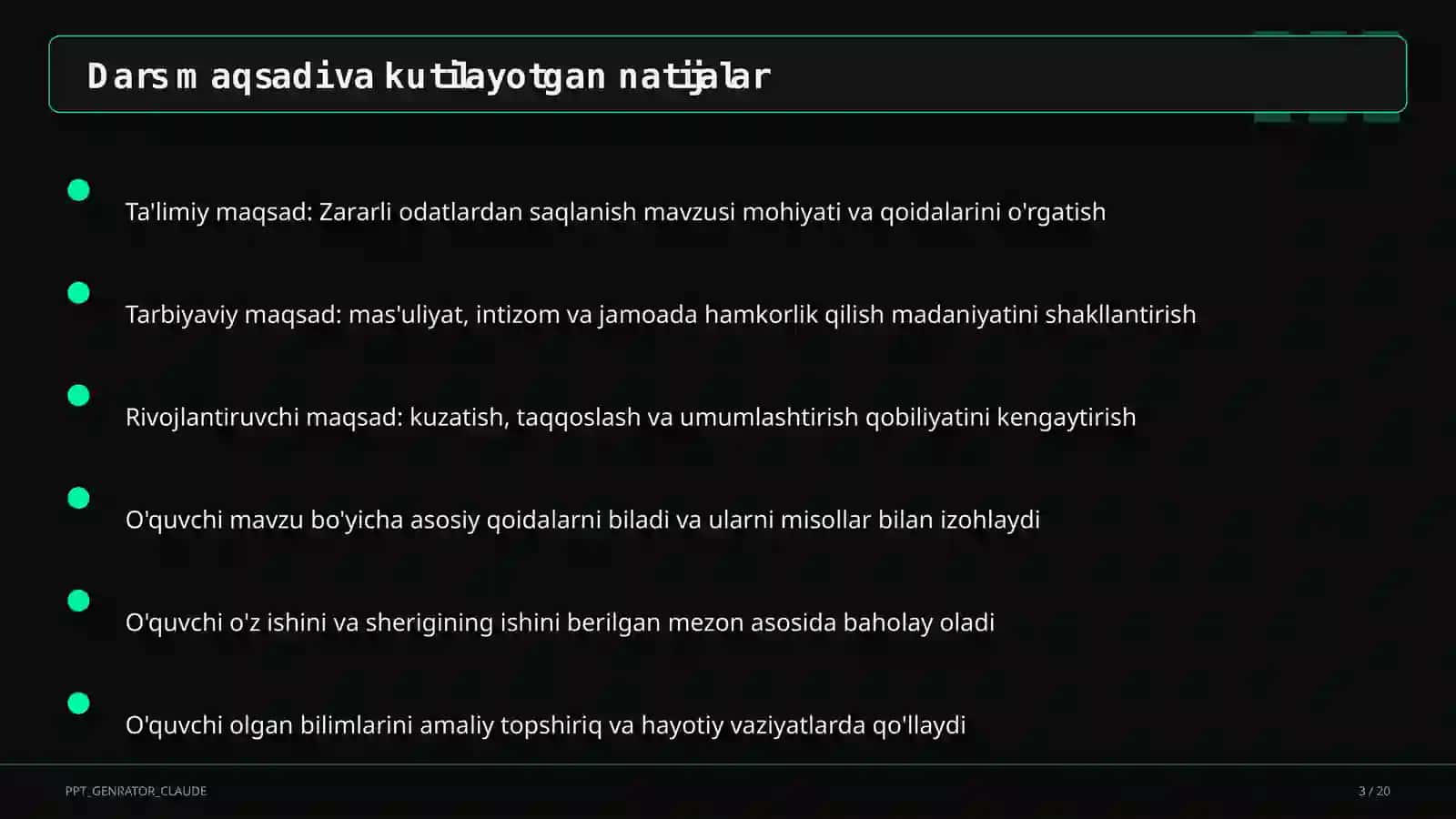Zararli odatlardan saqlanish (7-sinf) 3