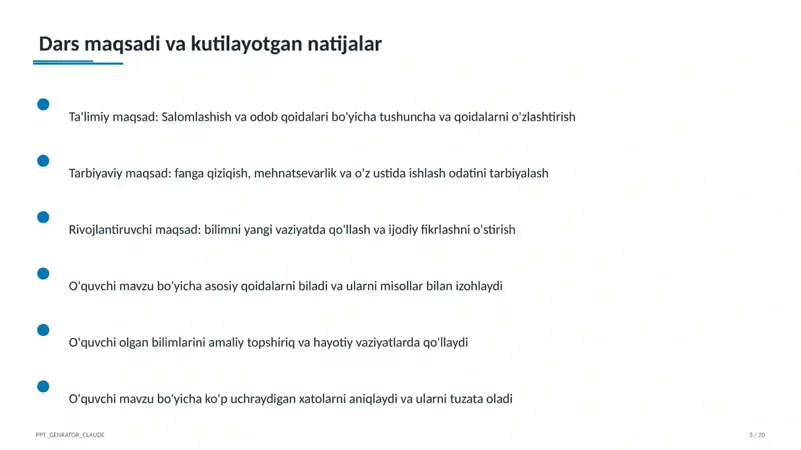 Salomlashish va odob qoidalari (1-sinf) 3