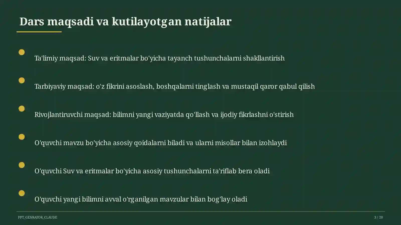Kimyo (7–11) — takrorlash darsi uchun 3