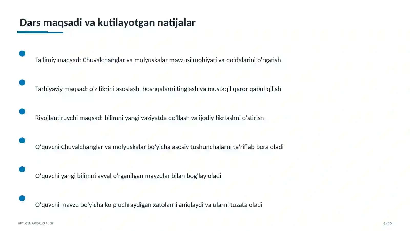 Chuvalchanglar va molyuskalar (7-sinf) 3