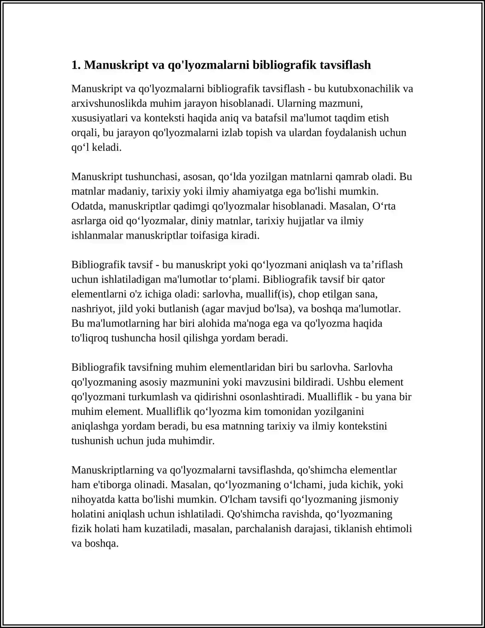 MAXSUS TURDAGI HUJJATLARNI BIBLIOGRAFIK TAVSIFLASH 3