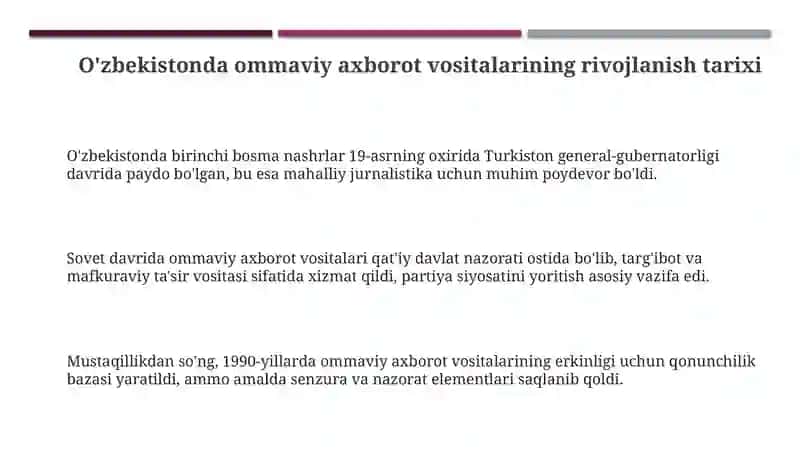 O‘zbekiston respublikasi ommaviy axborot vositalarining faoliyati 3