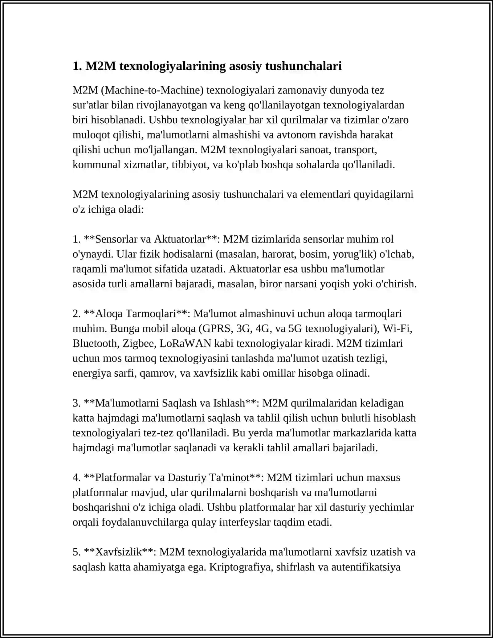 M2M TEXNOLOGIYASI- INTERNET ASHYOLARI ASOSI SIFATIDA 3