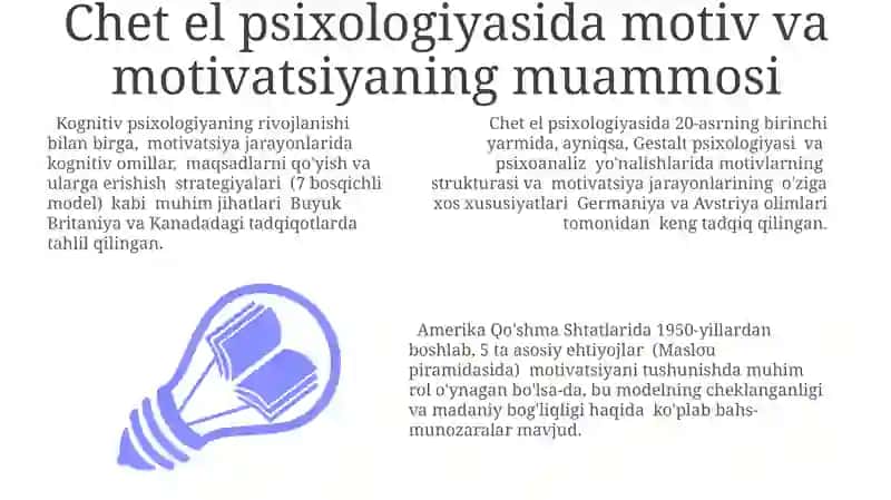 Chet el psixologiyasida motiv va motivatsiyaning muammosi 3