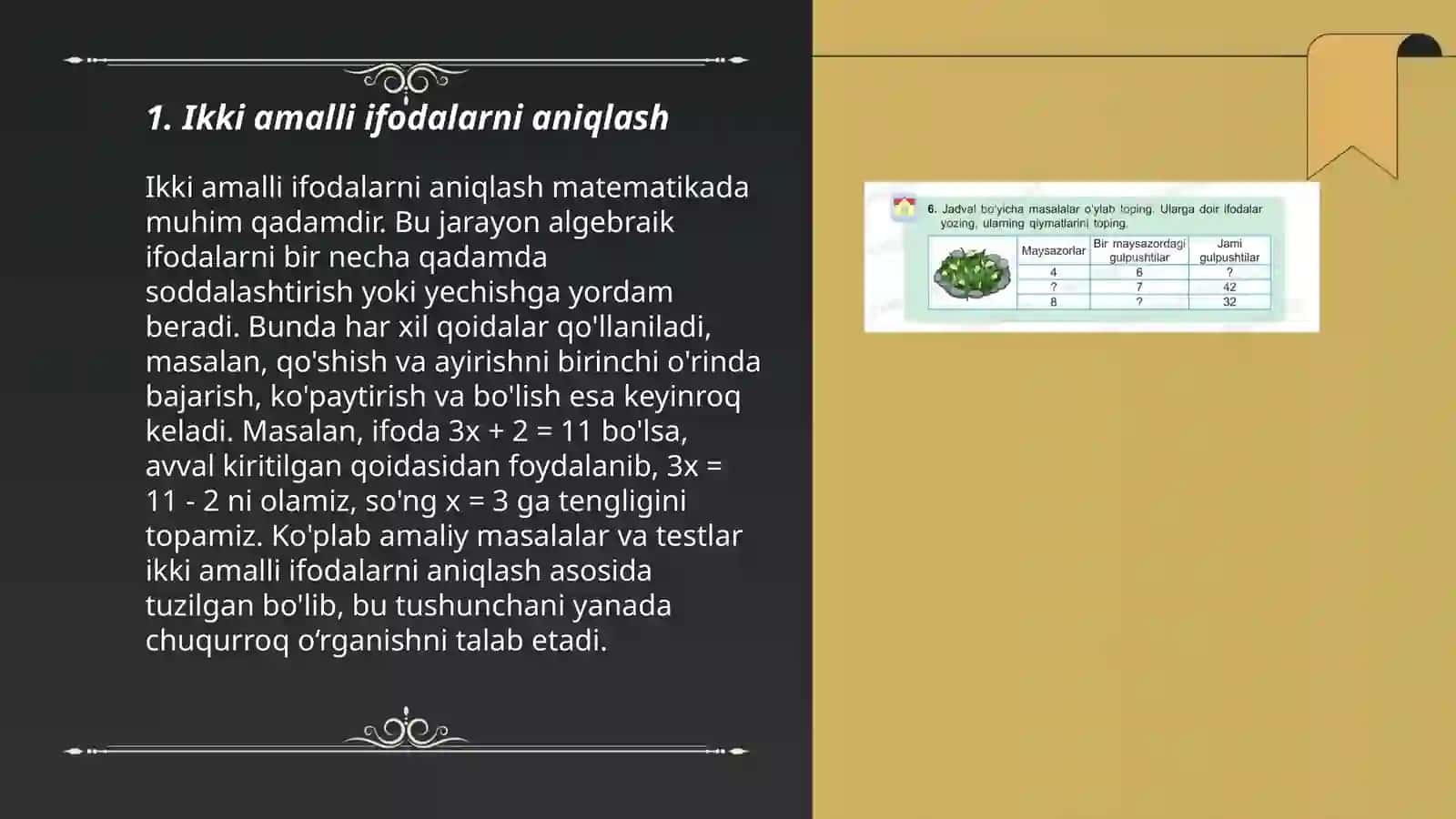Ikki amalli ifodalarni aniqlash 3