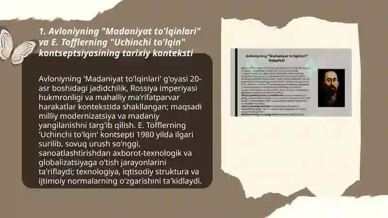 Avloniyning Madaniyat to'lqinlari maqolasi va E Tofflerning Uchinchi to'lqin asarlarining qiyosiy tahlili 3
