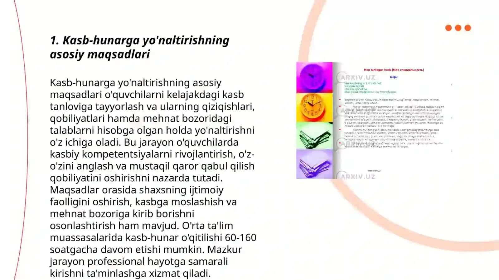 Kasb-hunarga yo’naltirish fanining maqsadi va vazifalari 3