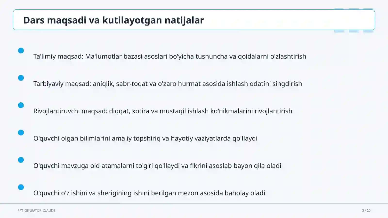 Ma'lumotlar bazasi asoslari (9-sinf) 3