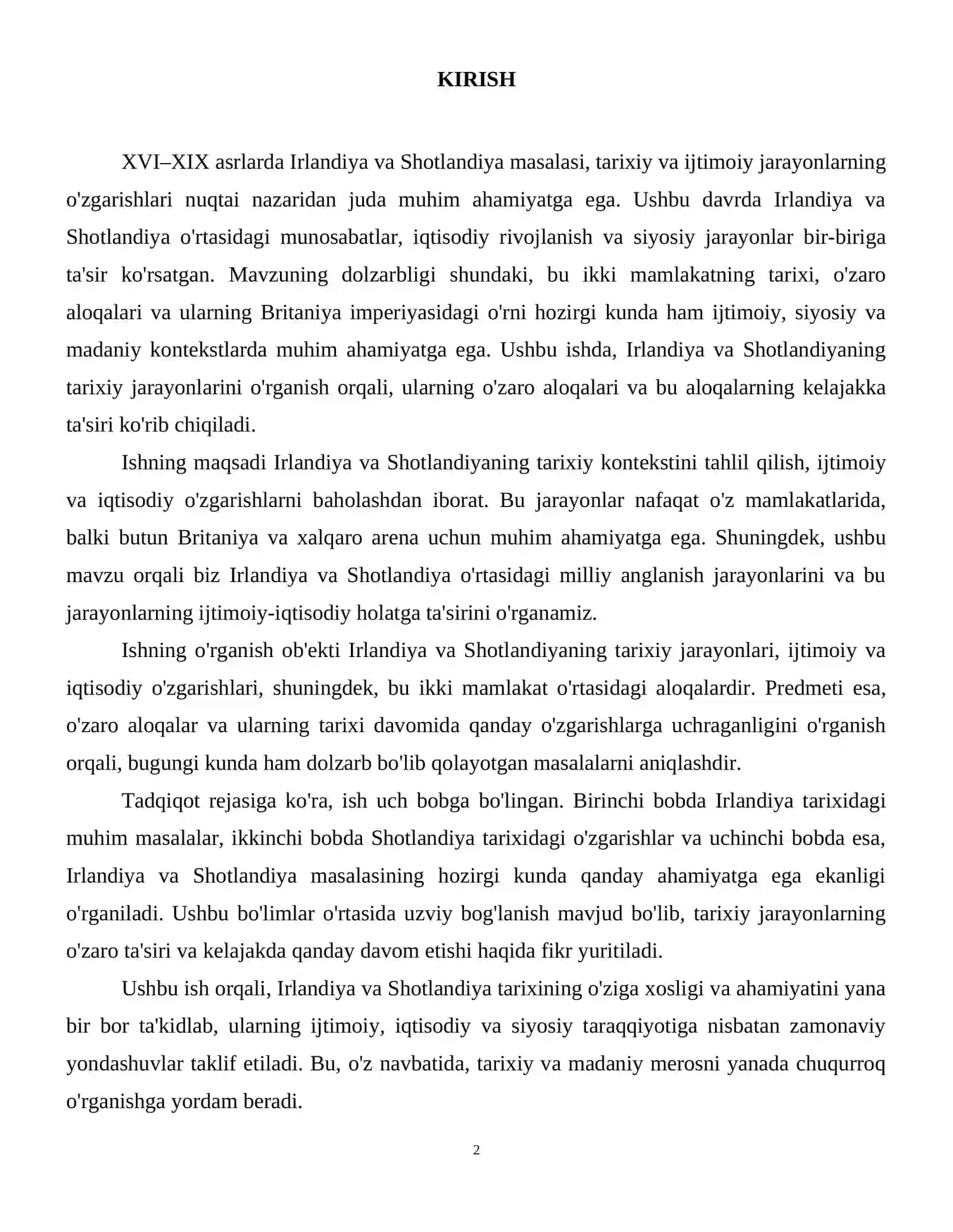 XVI–XIX asrlarda Irlandiya va Shotlandiya masalasi REFERAT 3