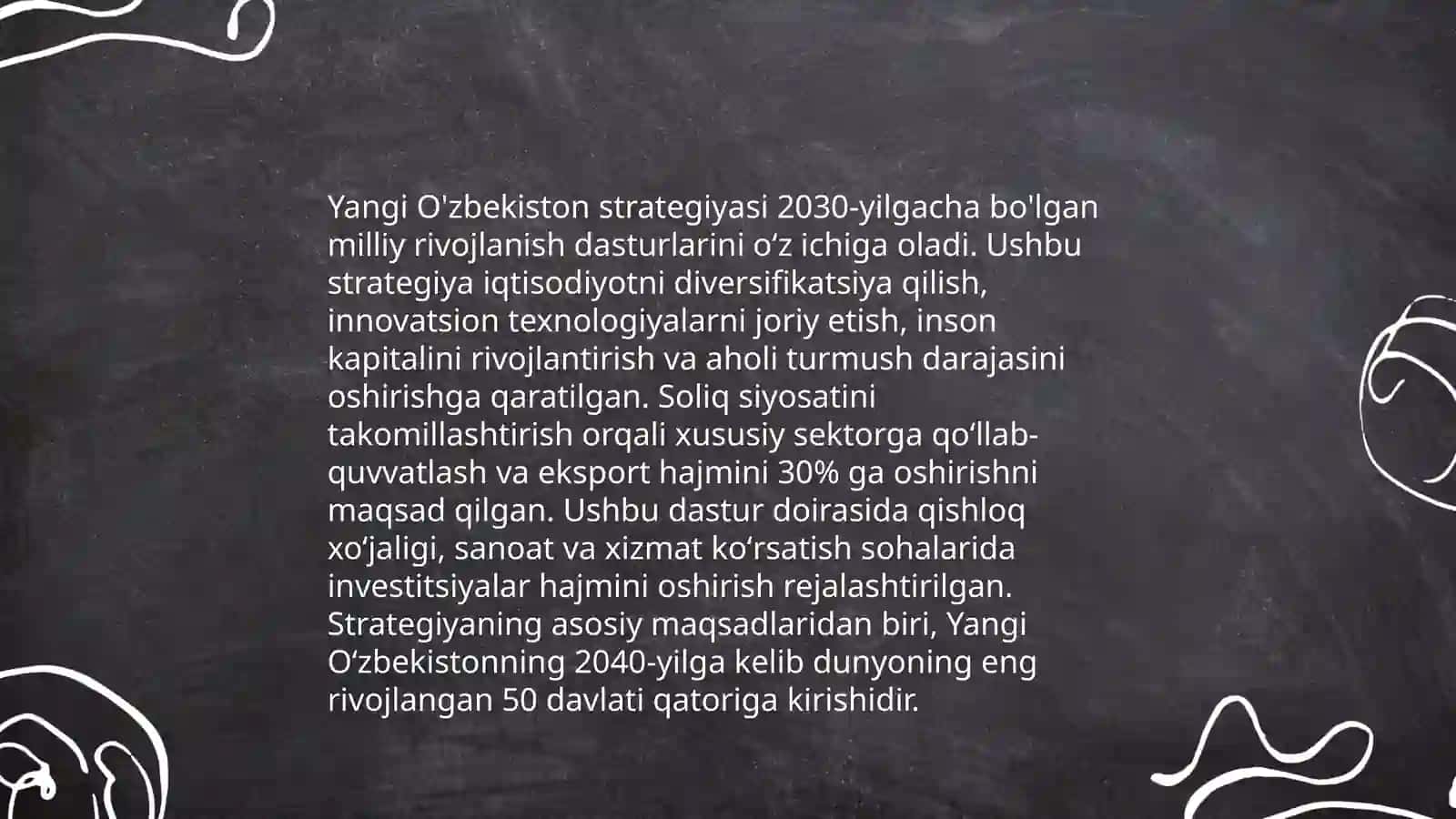 Yangi O'zbekistonda Prezident Shavkat mirziyoyev raxbarligi va tashabbusi ostida amalga oshirilayotgan islohatlar 3
