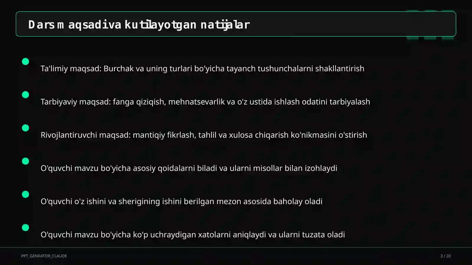 Burchak va uning turlari (4-sinf) 3