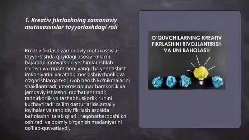 Zamonaviy mutaxassis tayyorlashda kreativ fikrlash 3