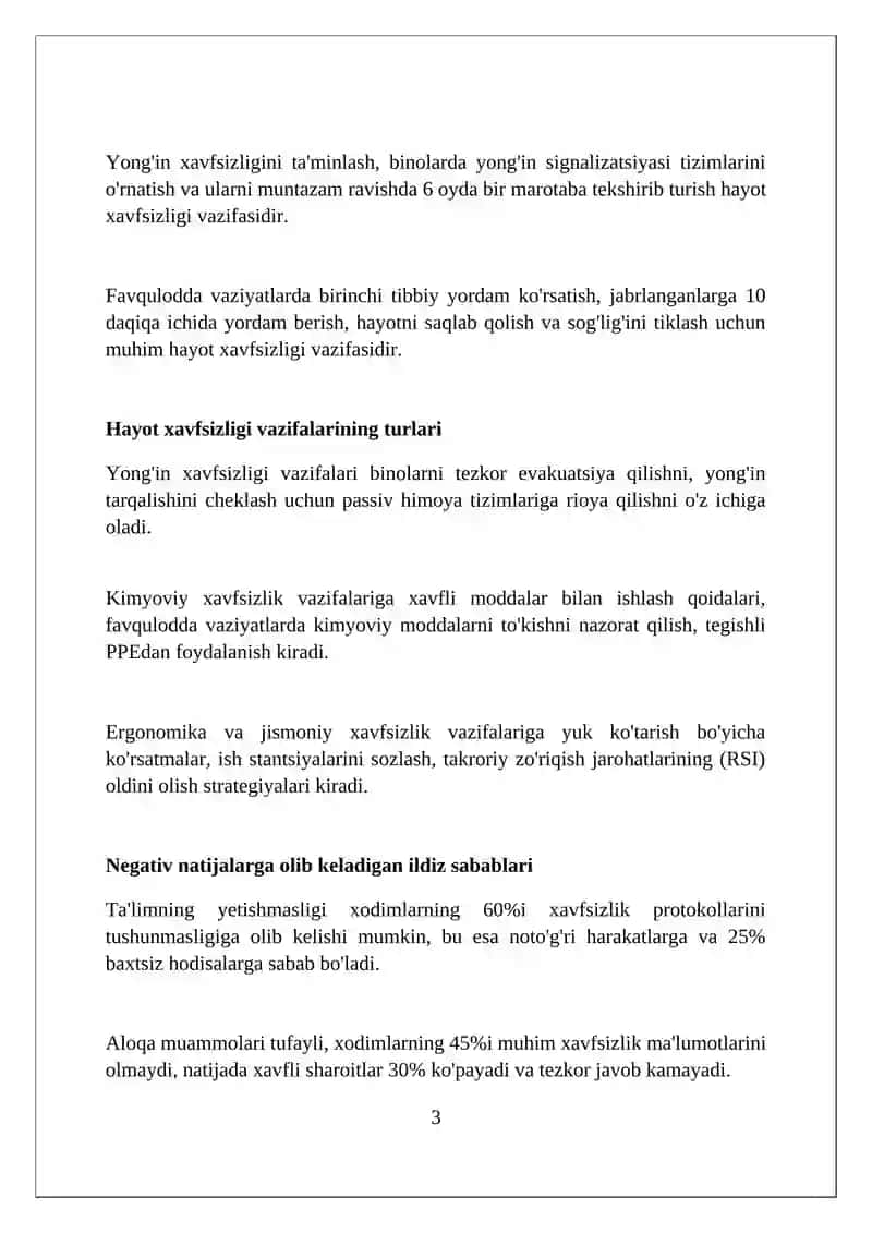 Hayot Xavfsizligi Vazifalari 3