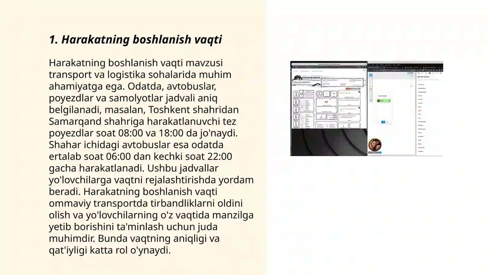 Harakatning vaqt harakteristikasi 3