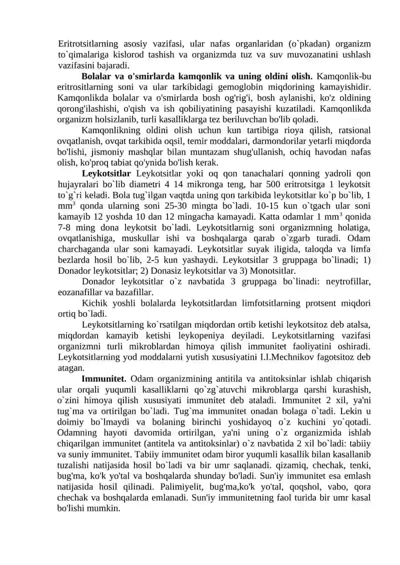 Qon va qon aylanish tizimining yosh xususiyatlari va gigiyenasi 3