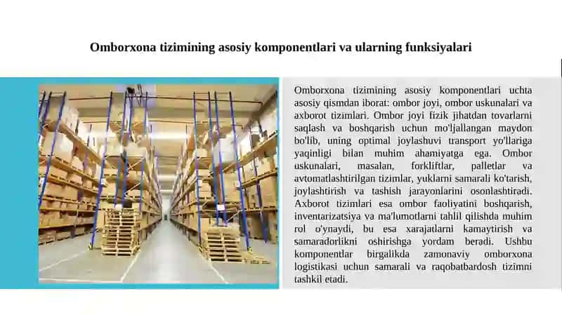 Omborxona logistikasi va zamonaviy ombor texnologiyasi 3
