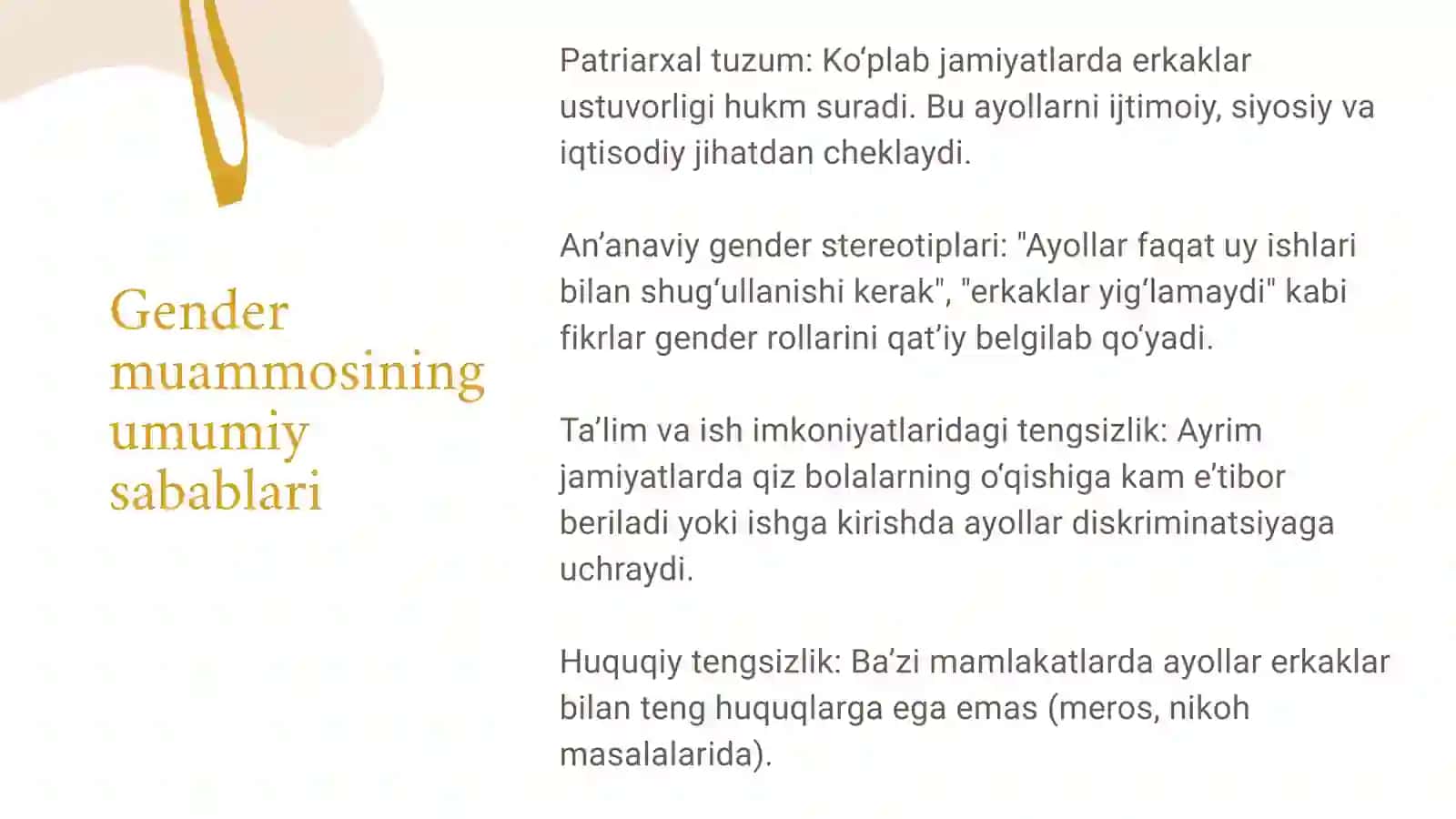 Turli madaniyatlarda Gender muammosi 3