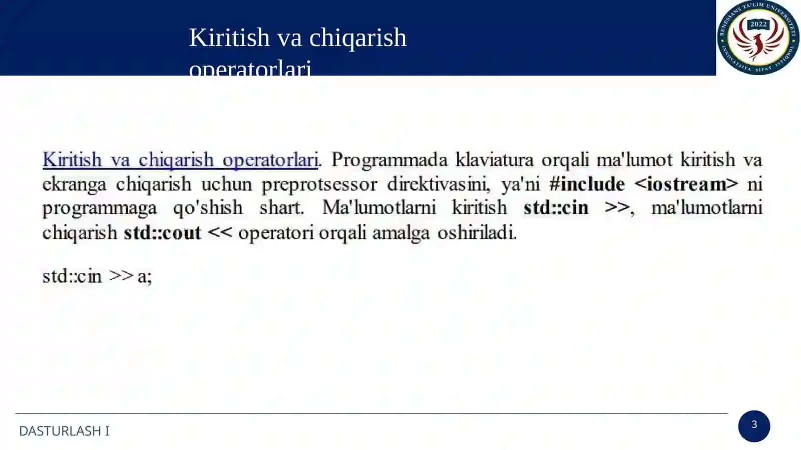 DASTURLASHI 3