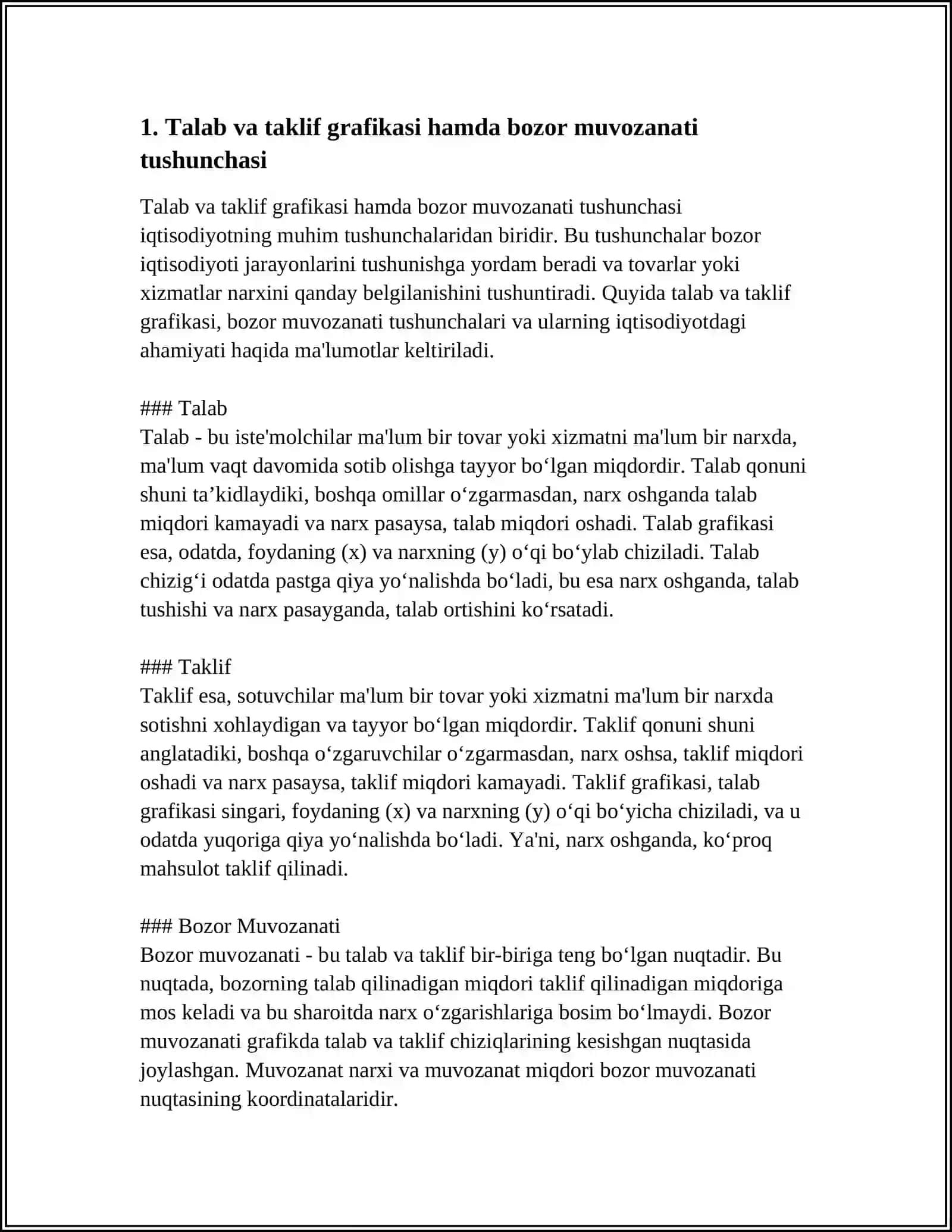 TALAB VA TAKLIF QONUNIGA KOʻRA NARX BELGILASH USULLARI.ELASTIKLIGIGA KOʻRA SOLIQ YUKINI HISOBLASH 3