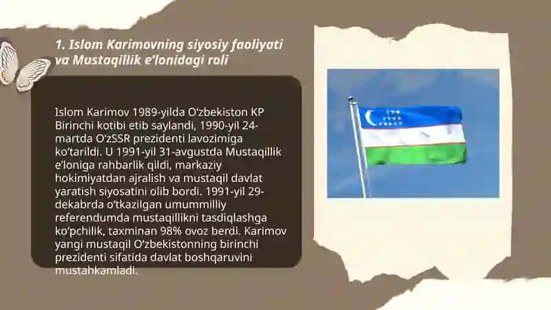 Islom Karimov - O’zbekiston rahbari. Mustaqillik Deklaratsiyasining qabul qilinishi. 3