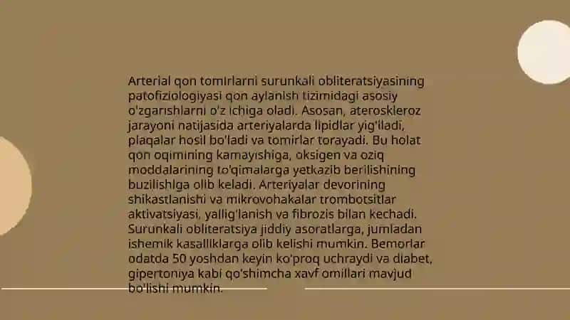 Arterial qon tomirlarini surunkali obliteratsiyasida zamonaviy davolash usullari 3
