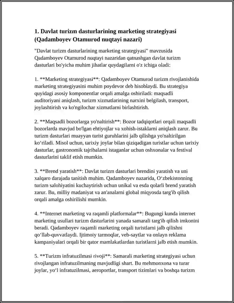 MARKETING BO’YICHA DAVLAT TURIZM DASTURLARI 3
