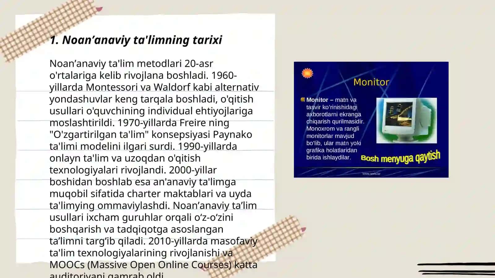 Boshlangʻich taʼlimda noanʼanaviy taʼlim turlari 3