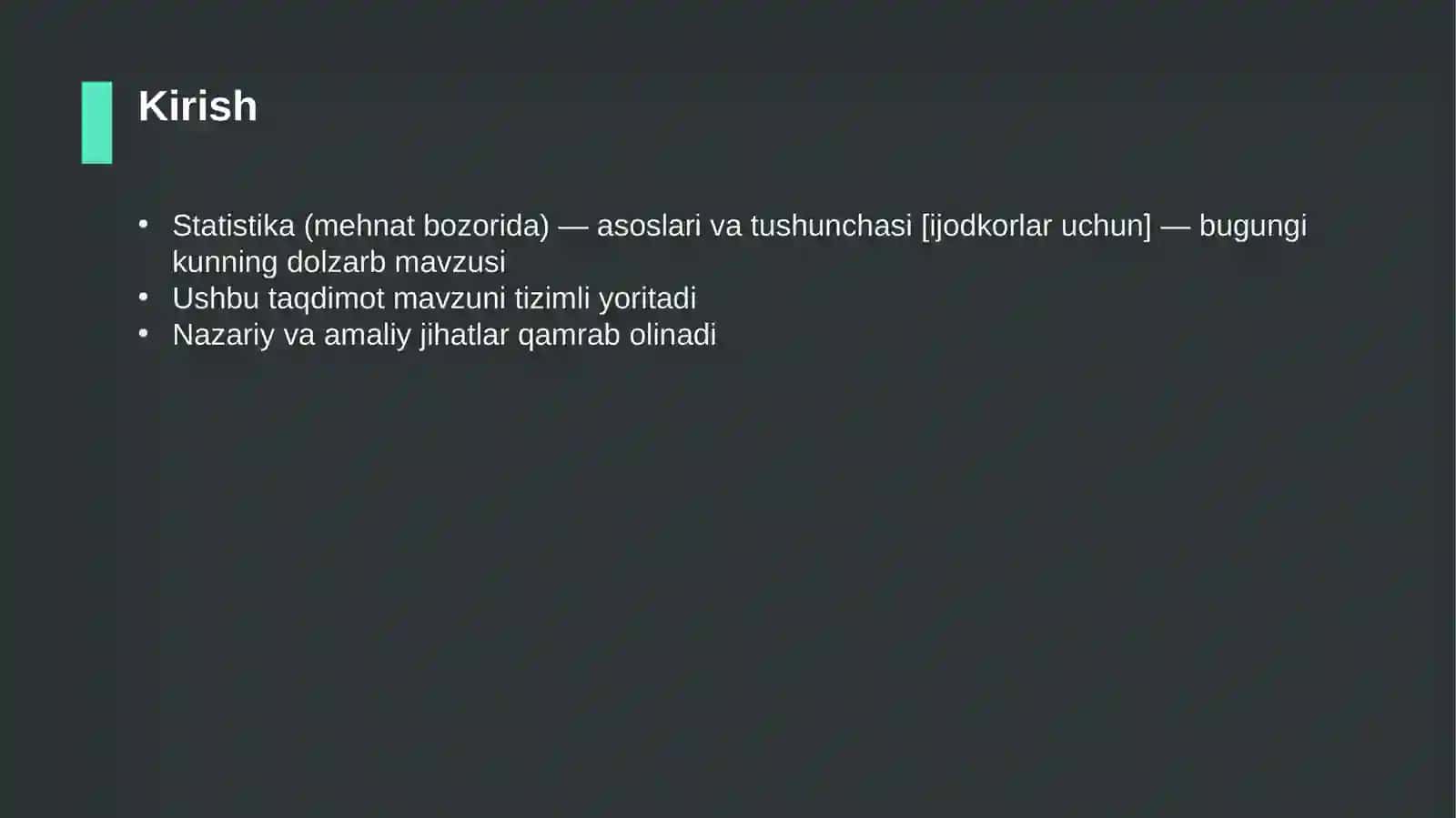 Statistika (mehnat bozorida) — asoslari va tushunchasi [ijodkorlar uchun] 3