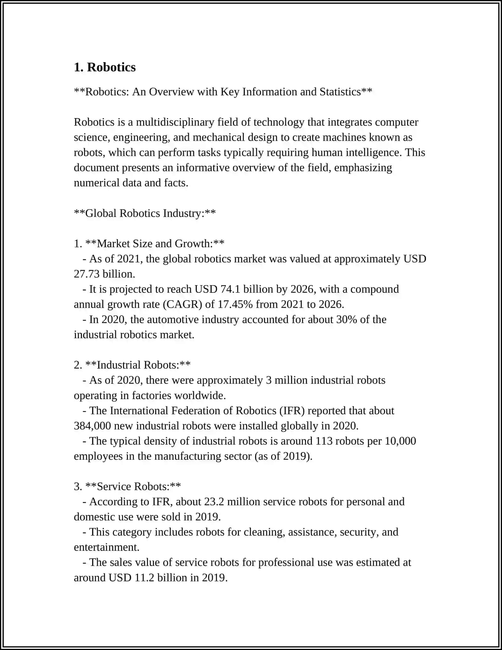 Robotics: An Overview with Key Information and Statistics 3