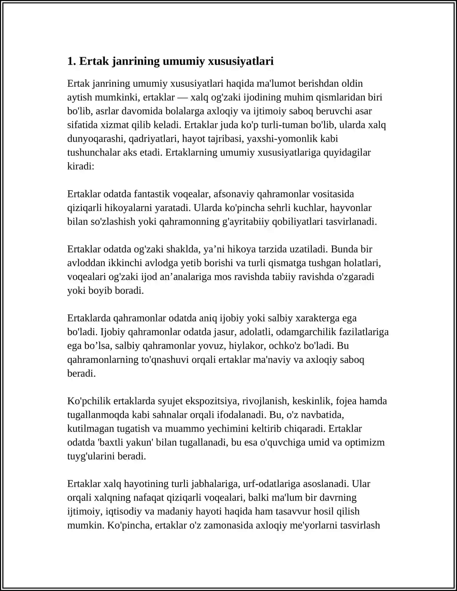 ERTAK JANRINING O'ZIGA XOSLIGI 3