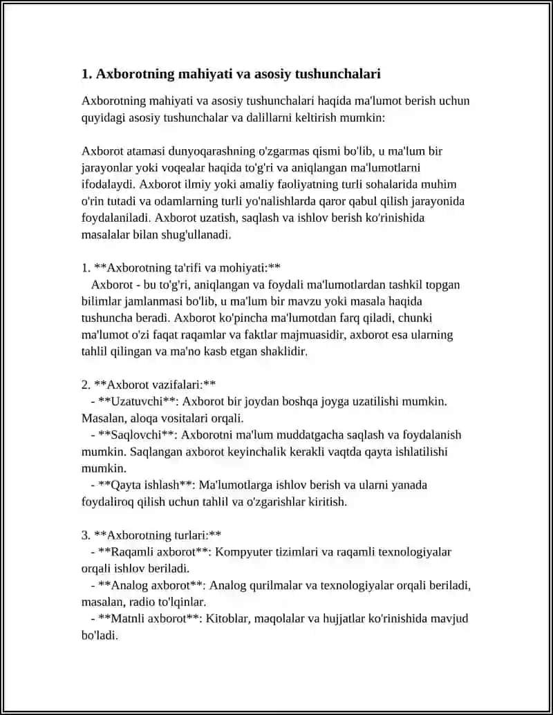 AXBOROTNING TURLARI VA XUSUSIYATLARI 3