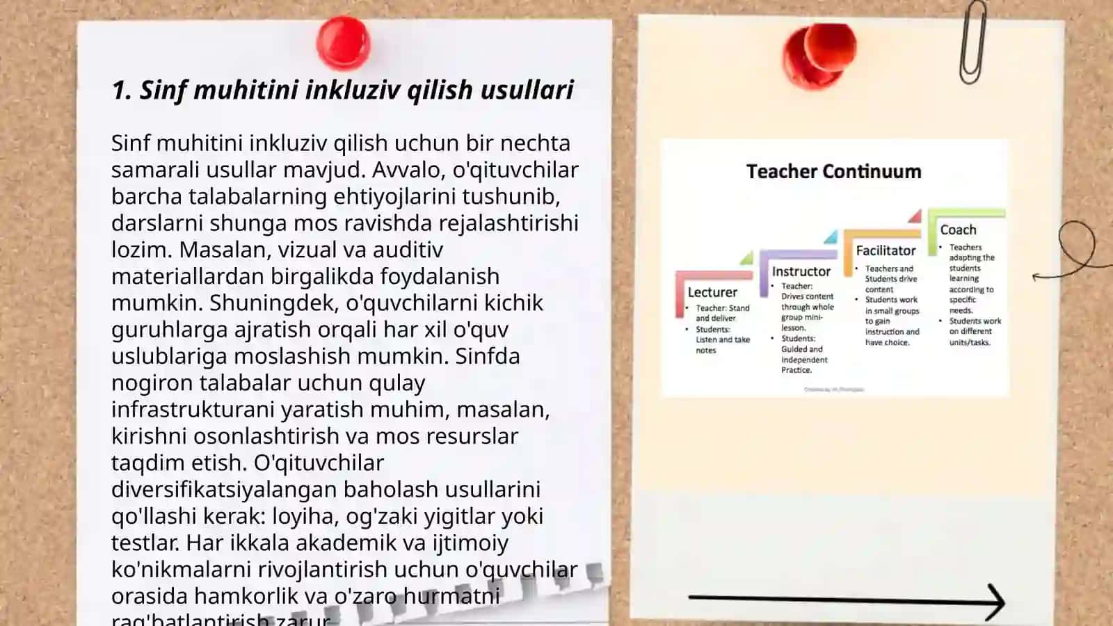 Sinf xobalari va dars jarayonini moslashtirish 3