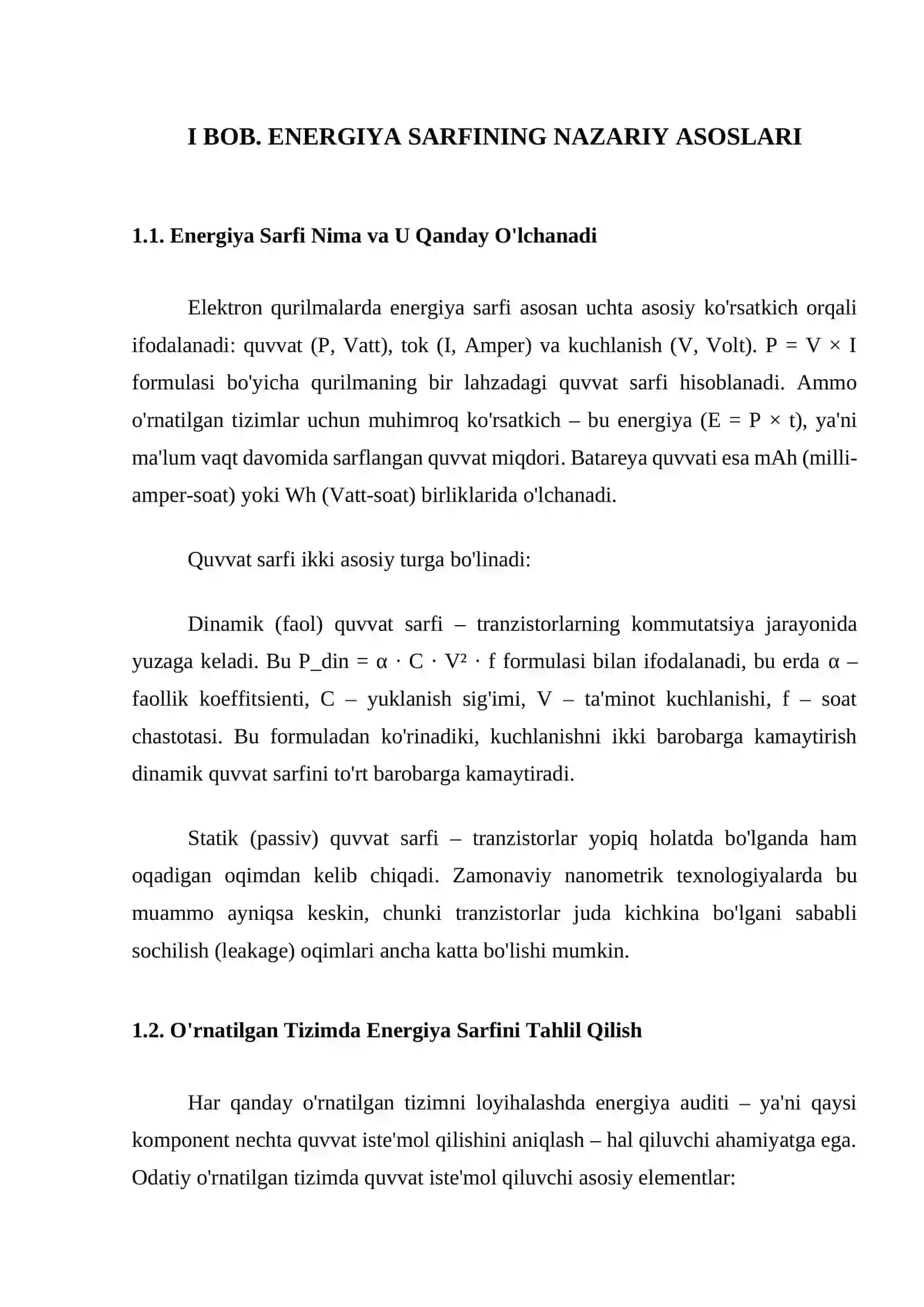 Energiya sarfini kamaytirishga qaratilgan embedded arxitektura yechimlari va nazariy asoslari 3