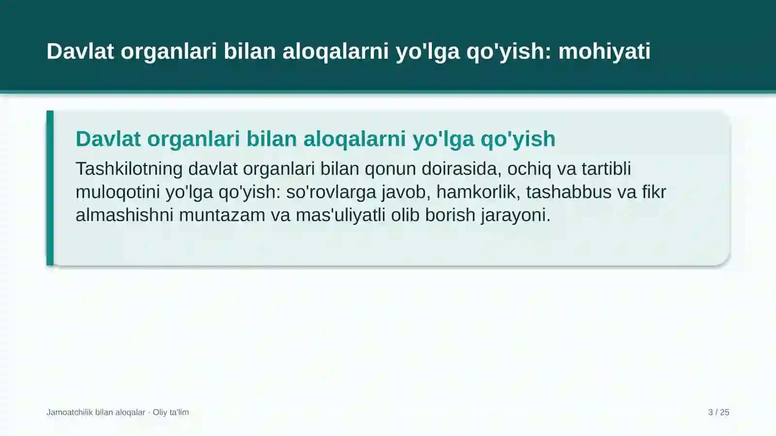 oziq ovqat sanoatida davlat organlari bilan aloqalarni yo'lga qo'yish 3051 3